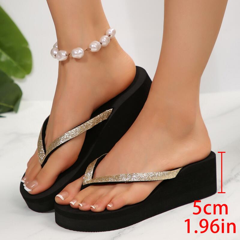 Summer Clothing Fabric - Comfortable Platform Wedge Heel Flip Flops