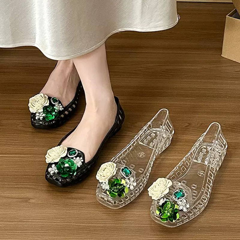 Summer Clothing Korea - Luxury Big Rhinestone Flower Sequins Jelly