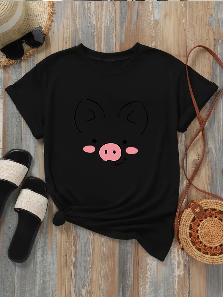 Women's Cute Piggy Face T-shir - Summer Clothing Images review and price