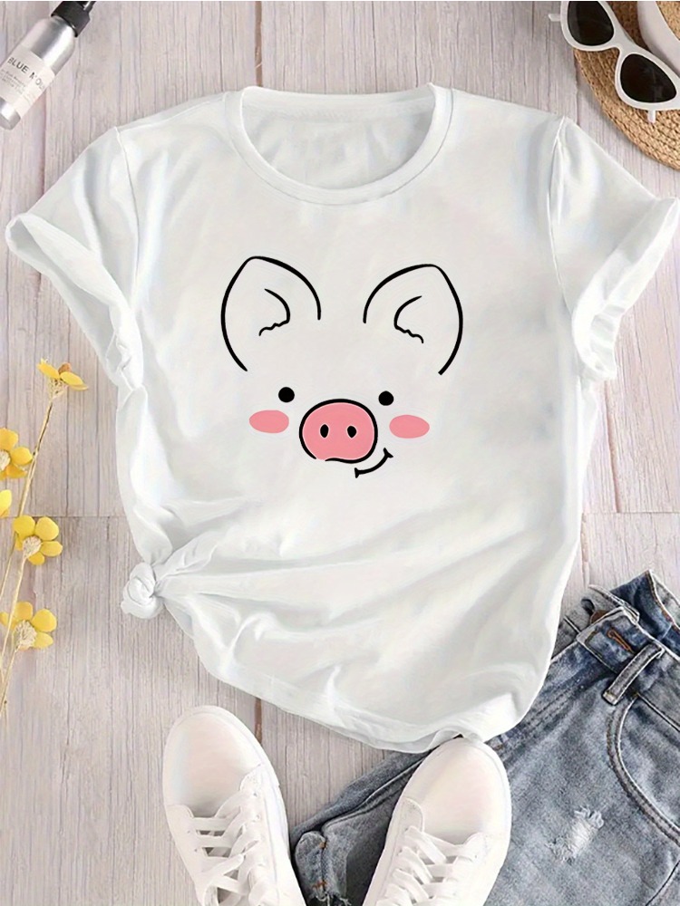 Women's Cute Piggy Face T-shir - Summer Clothing Images review and price