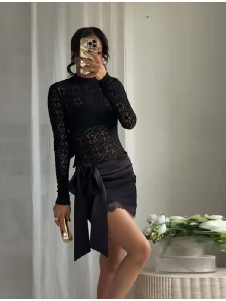 Fashion Black Lace Set Satin B - Summer Loving Clothing review and price