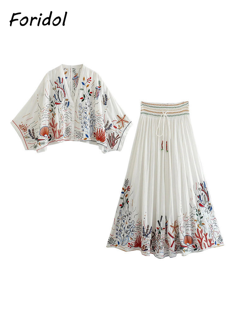 Foridol Marine Organism Embroi - Summer Linen Clothing For Women review and price