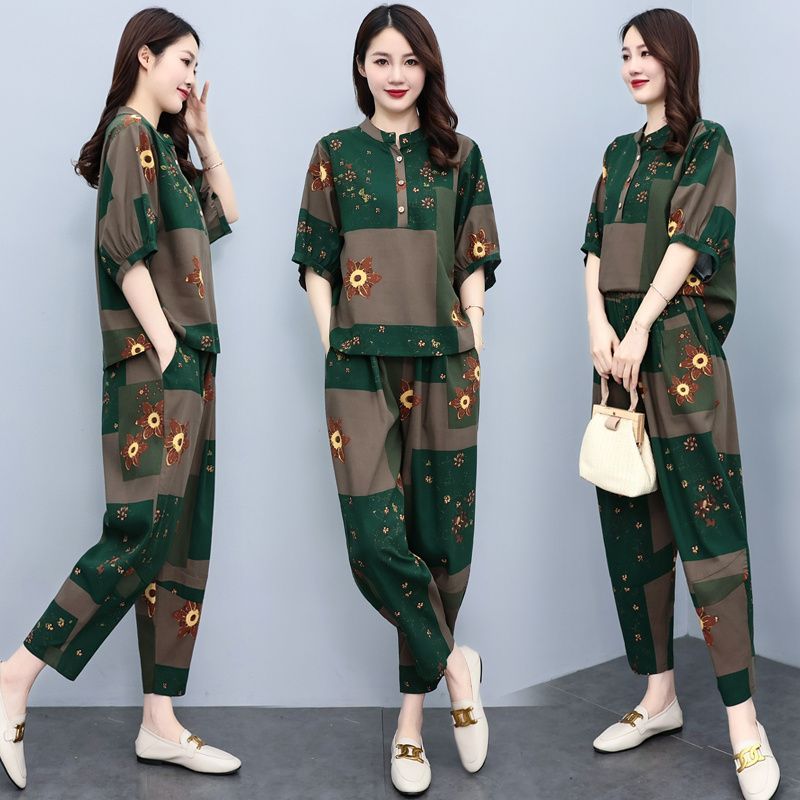 Middle Aged Mother Summer Suit - Summer Linen Clothing For Women review and price