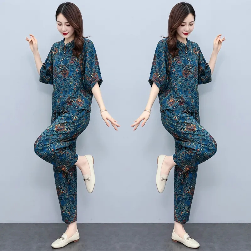 Middle Aged Mother Summer Suit - Summer Linen Clothing For Women review and price
