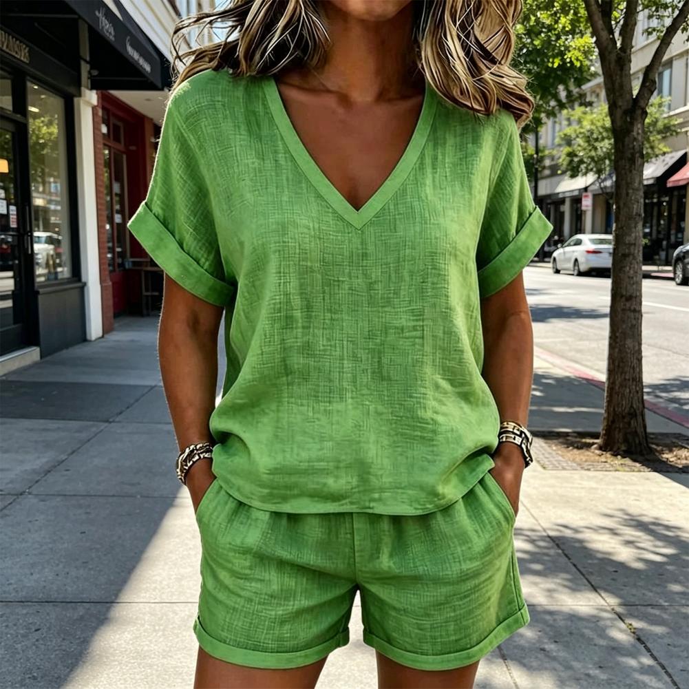 Women T-shirt And Shorts Set V - Summer Clothing Fabric review and price