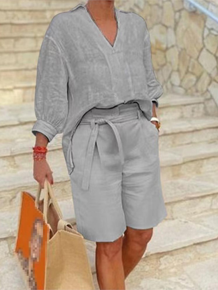 Women Suits Elegant Style Two  - Summer Linen Clothing For Women review and price