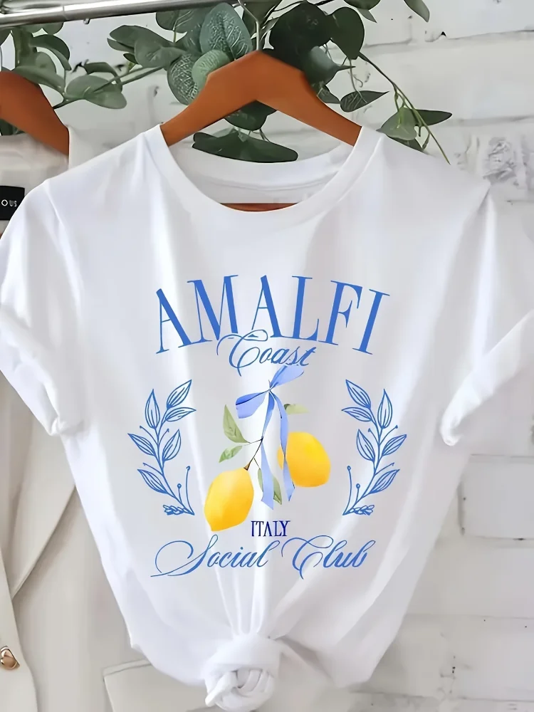 Lemon Print T-shirt Short Slee - Summer Clothing Cartoon review and price