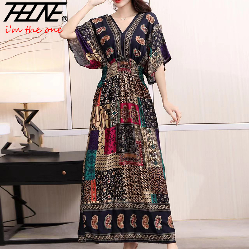 Women Dress Summer 2024 Maxi L - Indian Summer Vintage Clothing review and price