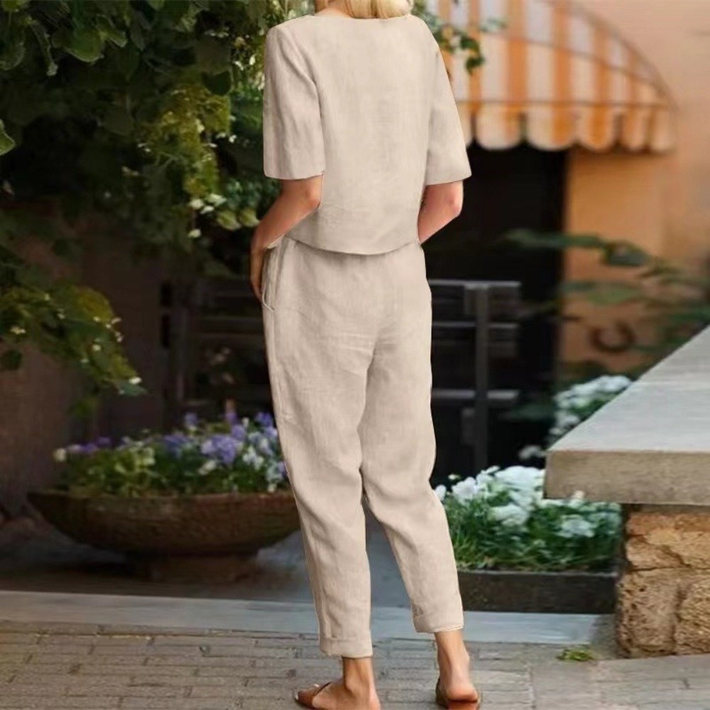 Half-sleeved Women's Cotton Li - Summer Linen Clothing For Women review and price