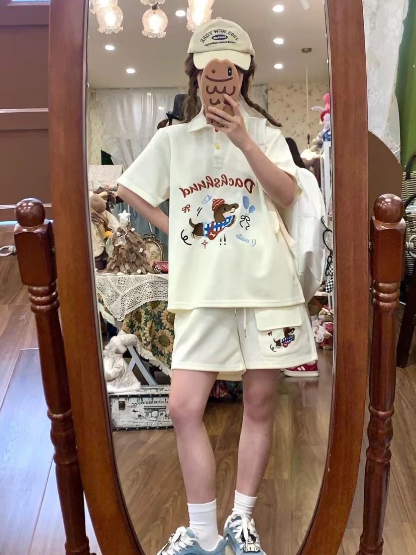 Kawaii Embroidery Dog Japan St - Summer Clothing Cartoon review and price