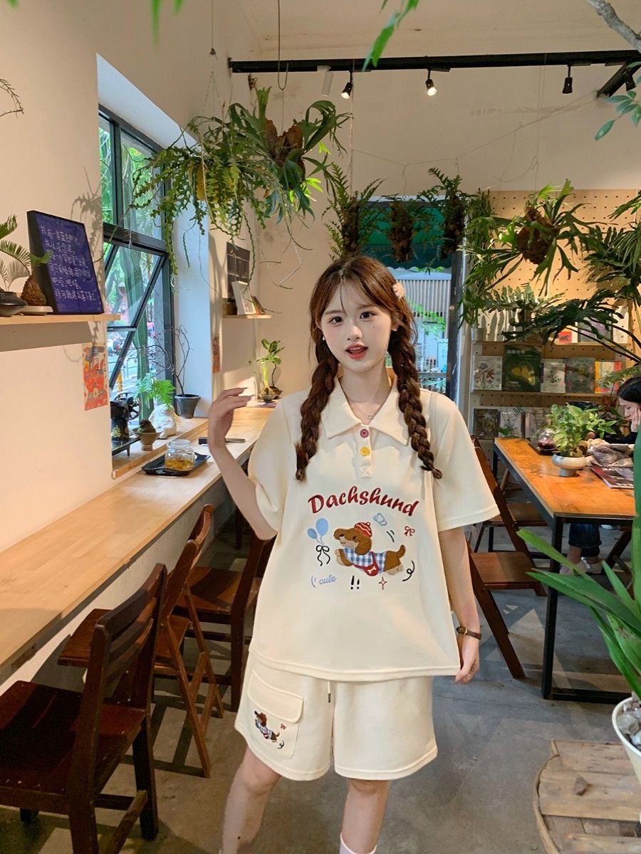 Kawaii Embroidery Dog Japan St - Summer Clothing Cartoon review and price